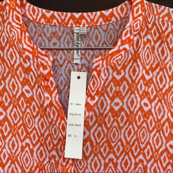 Grant & Greene Orange/White  Beach Coverup Size XL - Picture 4 of 4